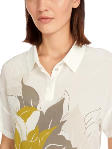 Seidenbluse im Blüten-Dessin 42 - Deep Pearl