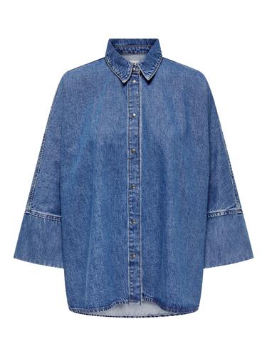 ONLGRACE 3/4 DNM SHIRT CRO NOOS S Locker geschnitten - Medium Blue Denim