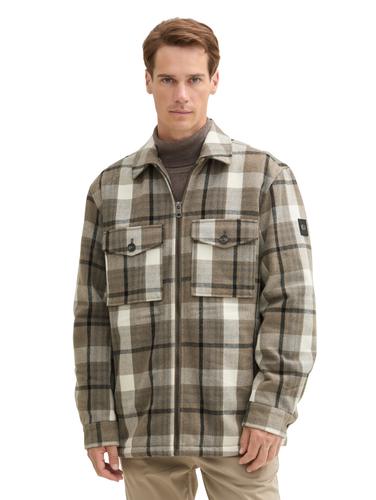 Flanell Karo-Jacke mit Brusttaschen XXL Regular Fit - Grey Beige Melange Big Check