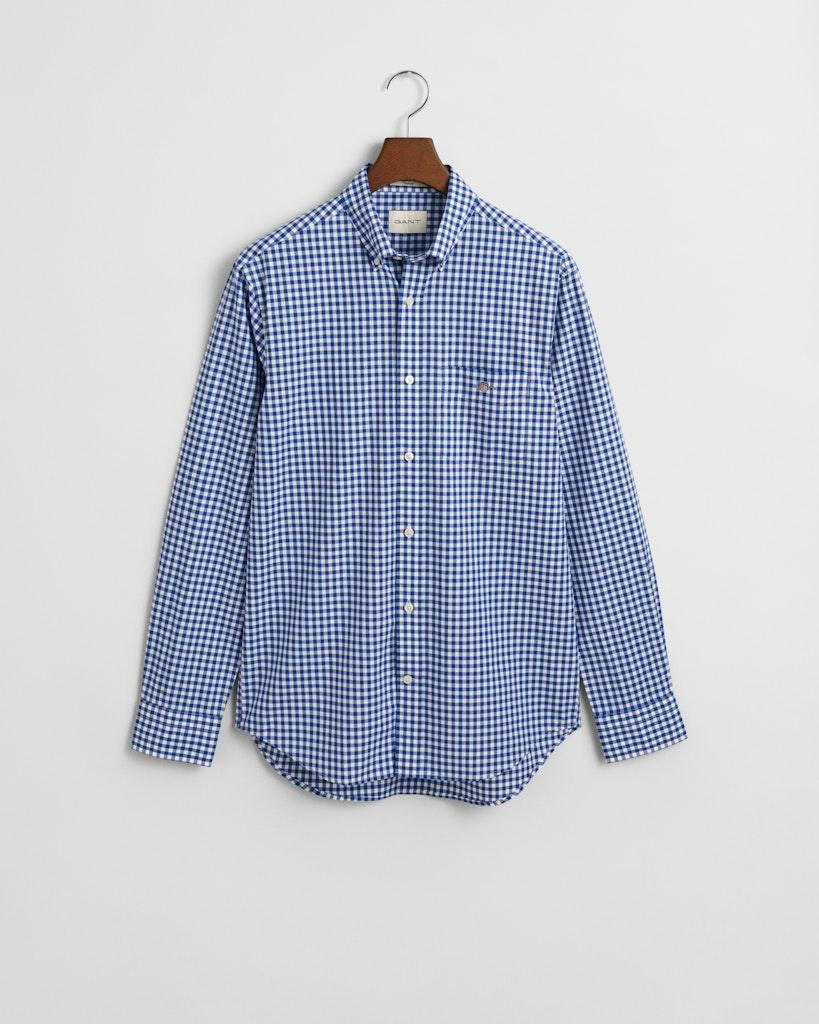 Regular Fit Classic Popeline Hemd mit Vichy-Karo Blau M