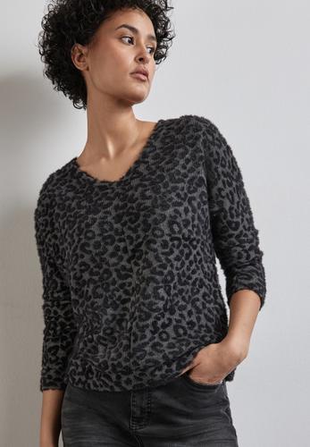 Shirt mit Leo-Muster Grau 40
