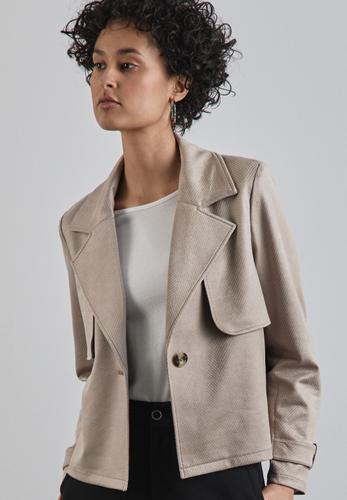 Kurze Velours Jacke 34 - Breezy Beige