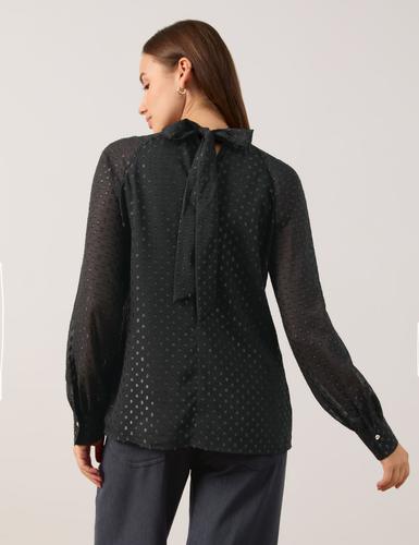 Chiffonbluse mit Shiny-Dots 36 Figurumspielend - Schwarz