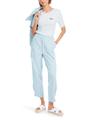 Geringeltes Rippen-T-Shirt 38 - Soft Sky Blue