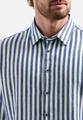 Shirt Vertical Big Stripe With Linen L Regular Fit - Indigo Blue
