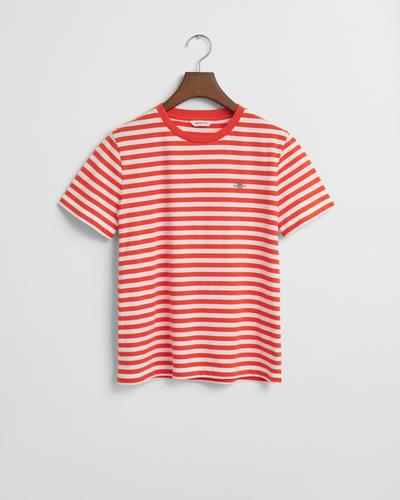 Shield T-Shirt mit Streifen L - Orange Red