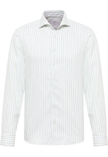 Linen Shirt Twill Langarm 42/Langarm - 67cm SLIM FIT - Pistazie