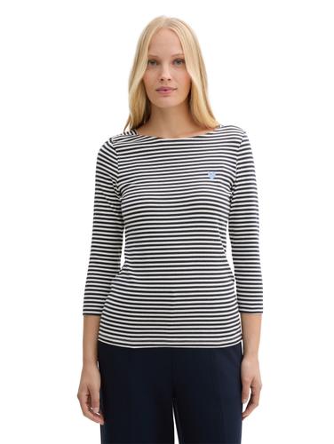 Langarmshirt mit Streifenmuster XL Regular Fit - Offwhite Navy Regular Stripe
