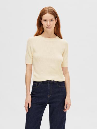 SLFELINNA NEW SS KNIT TOP NOOS XL Normal geschnitten - Birch