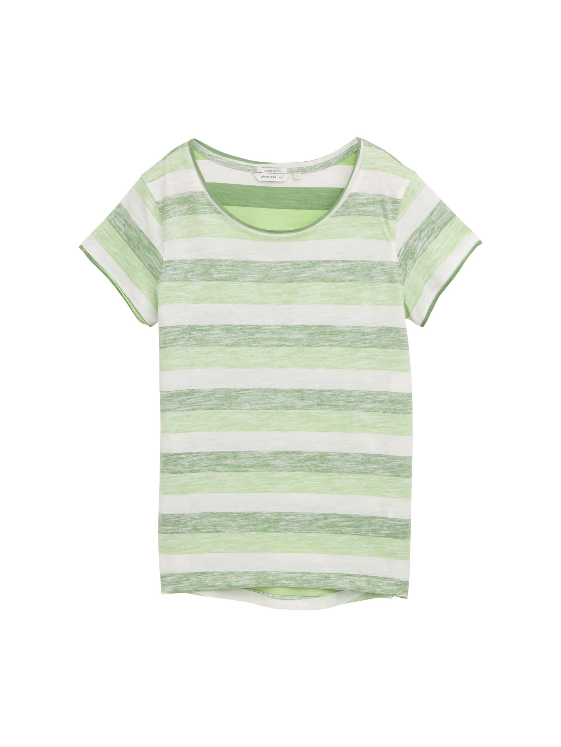 T-Shirt mit Rundhalsausschnitt XL Regular Fit - Green Shading Stripe