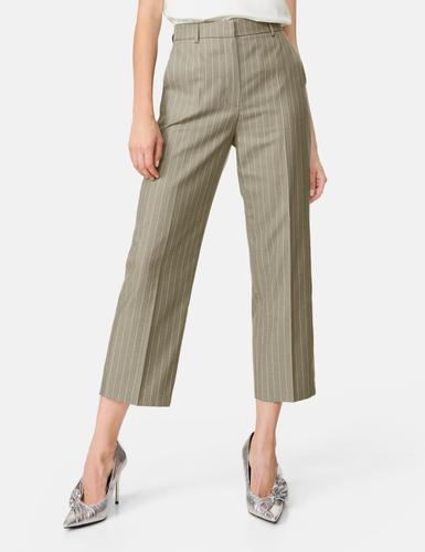 Feine 7/8 Hose mit Nadelstreifen Straight Fit 36 Bequeme Passform - New Sage Gemustert