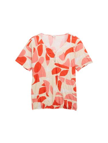 Plus Size - Crinkle T-Shirt mit Muster 48 Regular Fit - Red Dots And Shapes Design