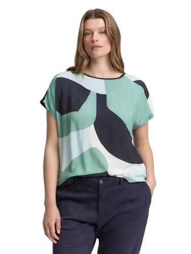 Plus Size - T-Shirt im Material-Mix 48 Regular Fit - Faded Green Abstract Flower
