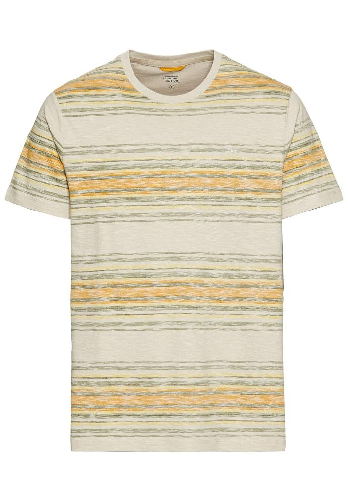 T-Shirt mit Streifenmuster aus Baumwolle Gelb XL