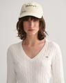 Zopfstrick V-Neck Pullover aus Stretch-Baumwolle S - Eggshell