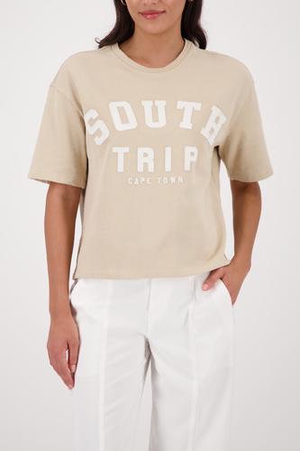 Sweatshirt mit aufgenähtem Schriftzug 42 - Sand