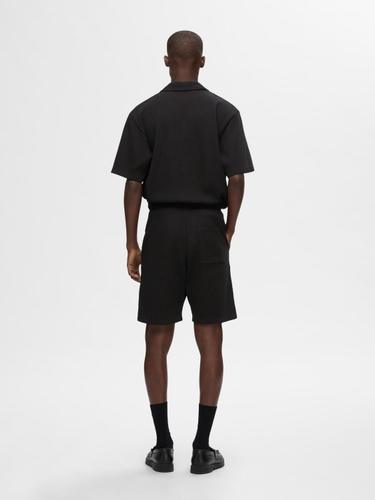 SLHLOOSE-CASPER WAFFLE SHORT EX S Locker geschnitten - Black