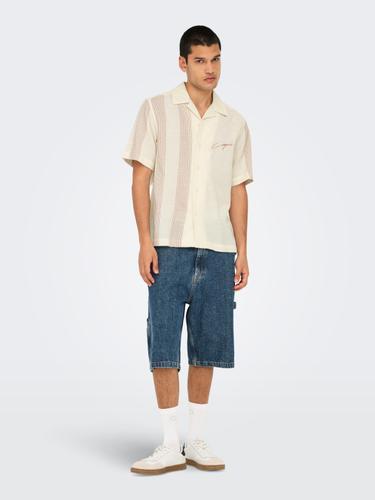 ONSSEIO EMB DETAILED SS SHIRT 0323 L Normal geschnitten - Antique White