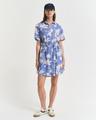 Hemdblusenkleid aus Leinen mit Blumen-Print 36 - Perfect Blue