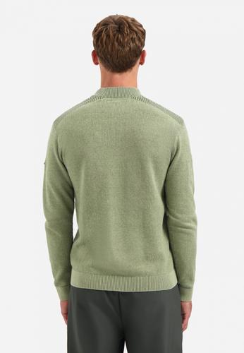 Pullover Half Zip Plated Structure Knit M Regular Fit - Light Moss