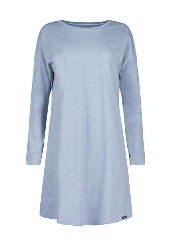 Skiny Damen Sleepshirt langarm Night In Mix & Match Blau 40