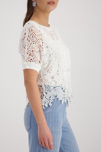 Pullover mit Spitzenmuster 42 - Cream