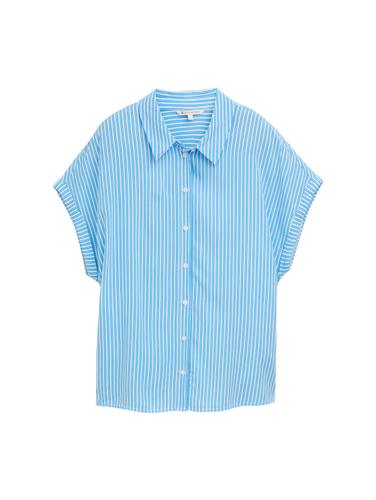 Bluse aus Viskose XL Regular Fit - Vertical Blue White Stripe