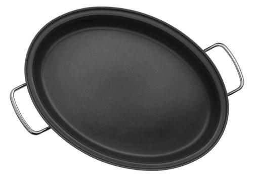 Gourmet-/Fischpfanne mit Glasdeckel, oval, 38 x 26 cm