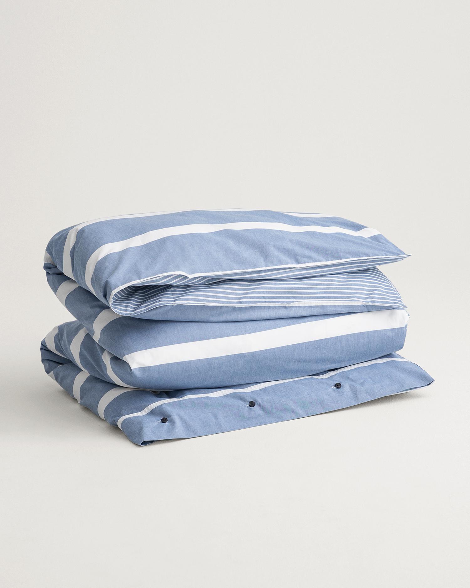 Oxford Stripe Einzelbettbezug 135X200 - Sea Blue