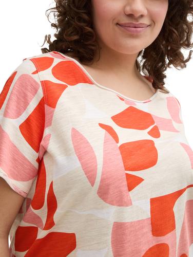 Plus Size - T-Shirt mit Rundhalsausschnitt 48 Regular Fit - Red Dots And Shapes Design