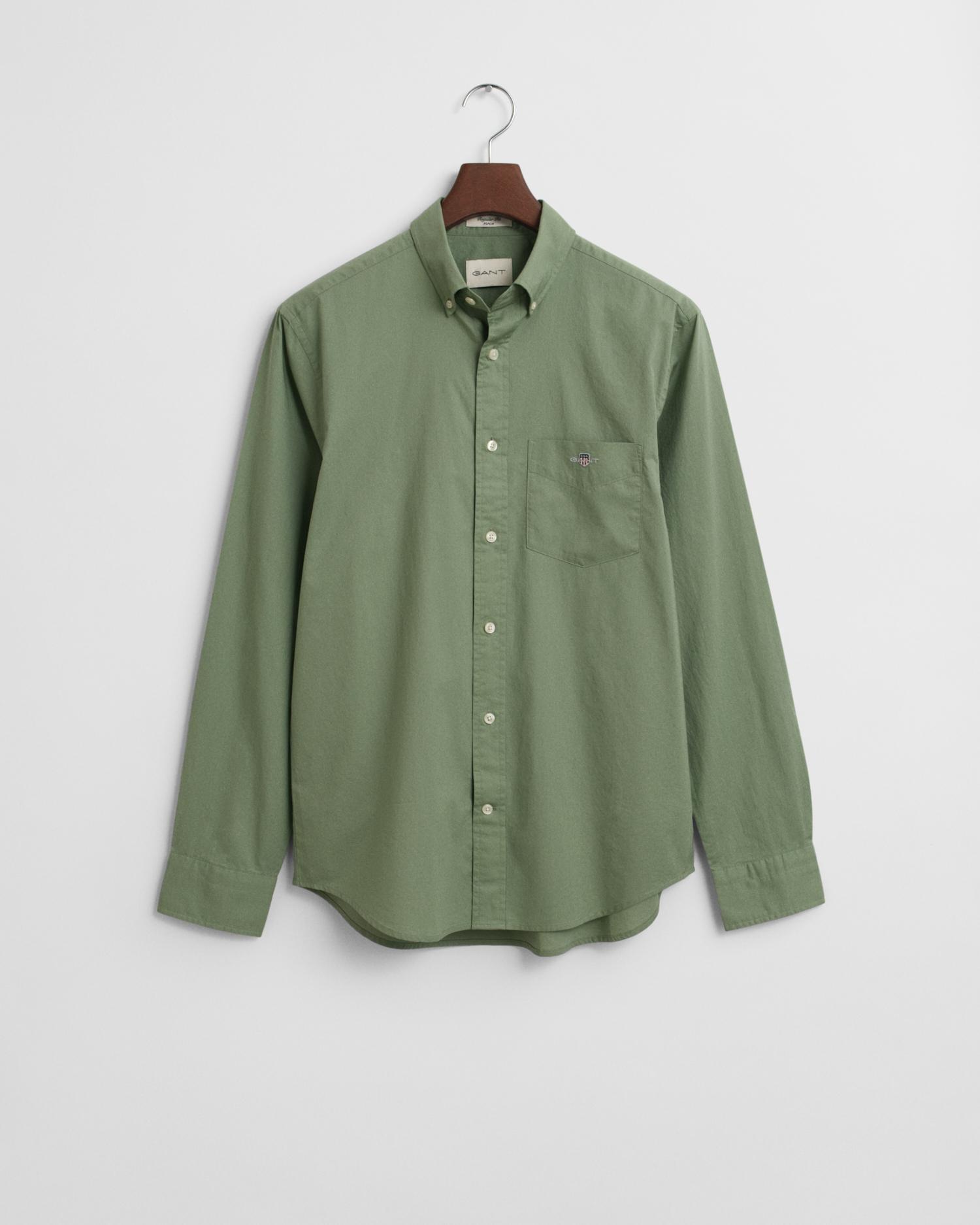 Regular Fit Classic Popeline Hemd M - Kalamata Green