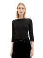 Basic Longsleeve mit 3/4-Arm aus Baumwolle M Regular Fit - Deep Black