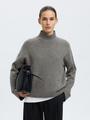 SLFCILLE CASHMERE BLEND HIGH NECK NOOS M Locker geschnitten - Medium Grey Melange