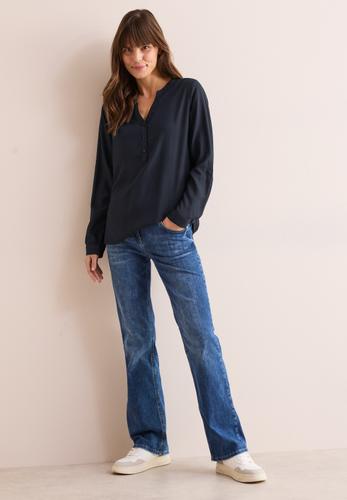 Bluse in Unifarbe S - Universal Blue