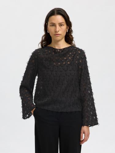 SLFMARION LS BOAT NECK TOP B 38 Normal geschnitten - Black