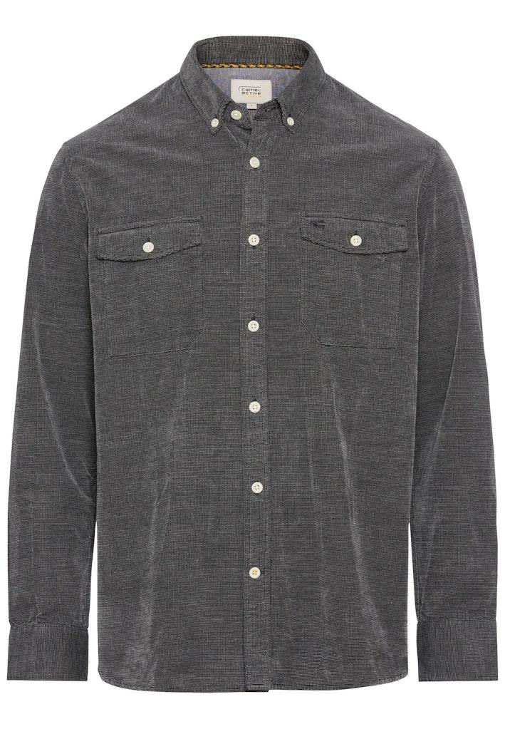 Langarm Hemd in Regular Fit aus Cord Grau M