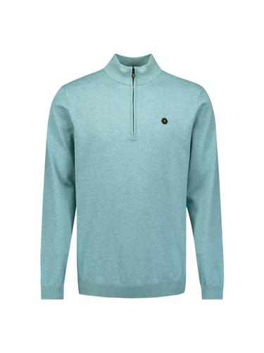 Pullover SU Collar Half Zip 2 Coloured Melange XXL Regular Fit - Arctic Blue