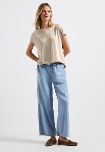 Silk-Look Shirt mit Wording 36 - Coastal Beige