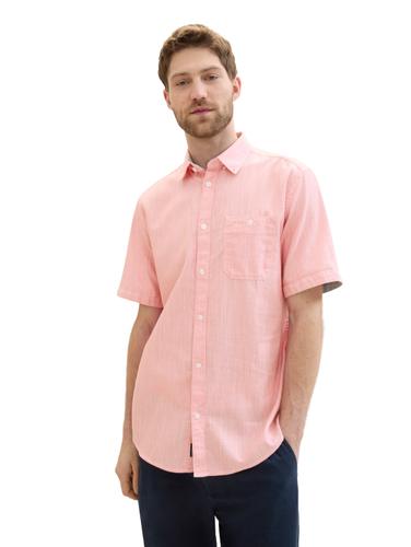 Chambray Kurzarmhemd XXL Regular Fit - Coral White Structure