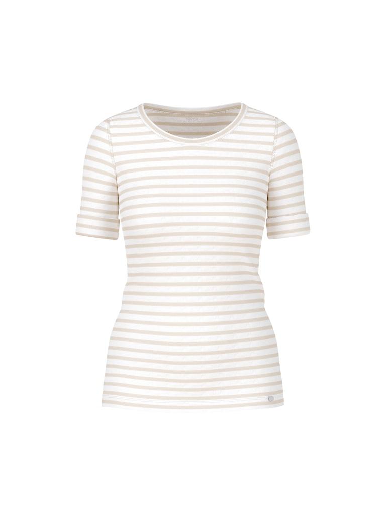 Ringel-T-Shirt aus Baumwoll-Ripp Weiß 40