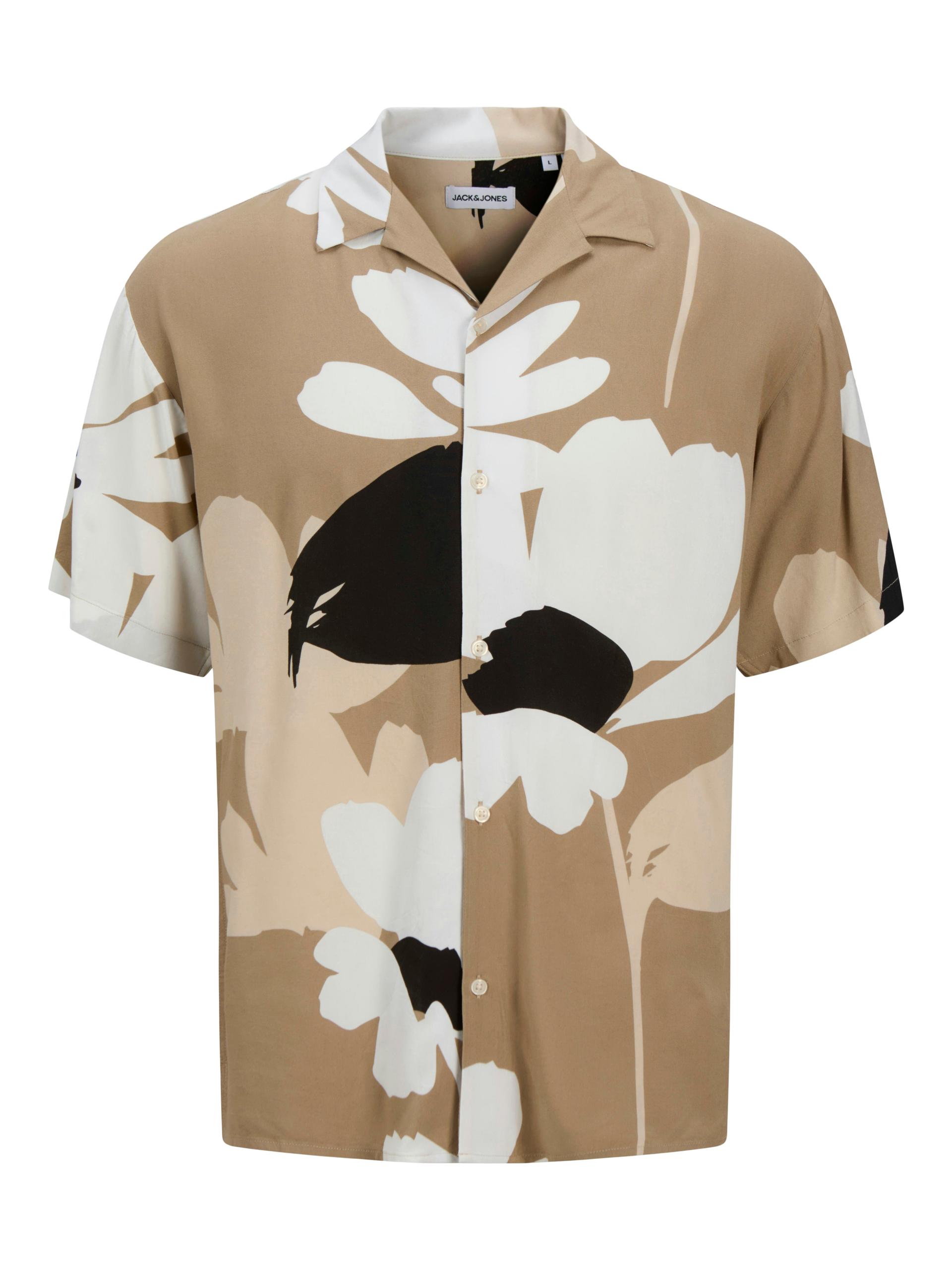 JJJEFF MONOCHROME RESORT SHIRT SS S Locker geschnitten - Coriander