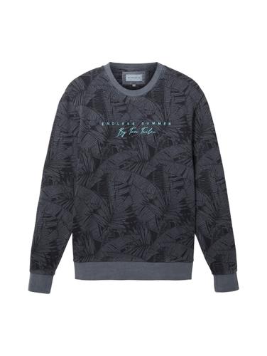 Sweatshirt mit Allover-Print XXXL Regular Fit - Navy Tonal Big Leaf Design