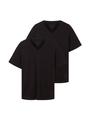Basic T-Shirt im 2er-Pack mit V-Ausschnitt L Regular Fit - Black