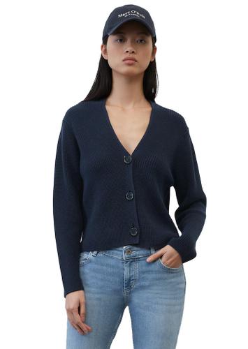 V-Neck-Cardigan relaxed Blau S