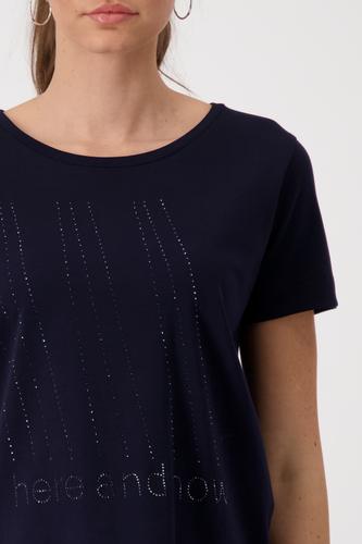 T-Shirt mit Strassschrift 42 - Deep Ocean