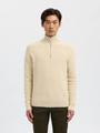 SLHDANE LS KNIT STRUCTURE HALF ZIP NOOS XL Normal geschnitten - Oatmeal