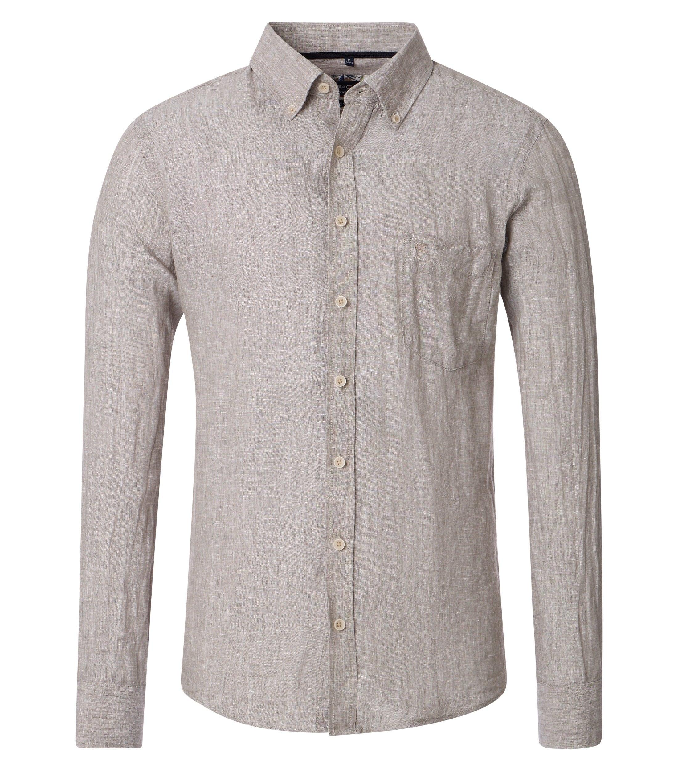 Leinenhemd L Casual Fit Short - Beige
