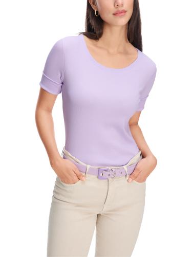 Uni T-Shirt aus stretchigem Cotton-Ripp 42 - Lavender Macaron