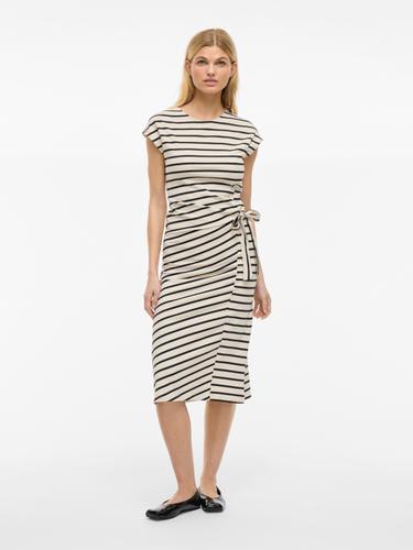 VIPOMPIA O-NECK CAP SLEEVE MIDI DRESS XS Normal geschnitten - Birch