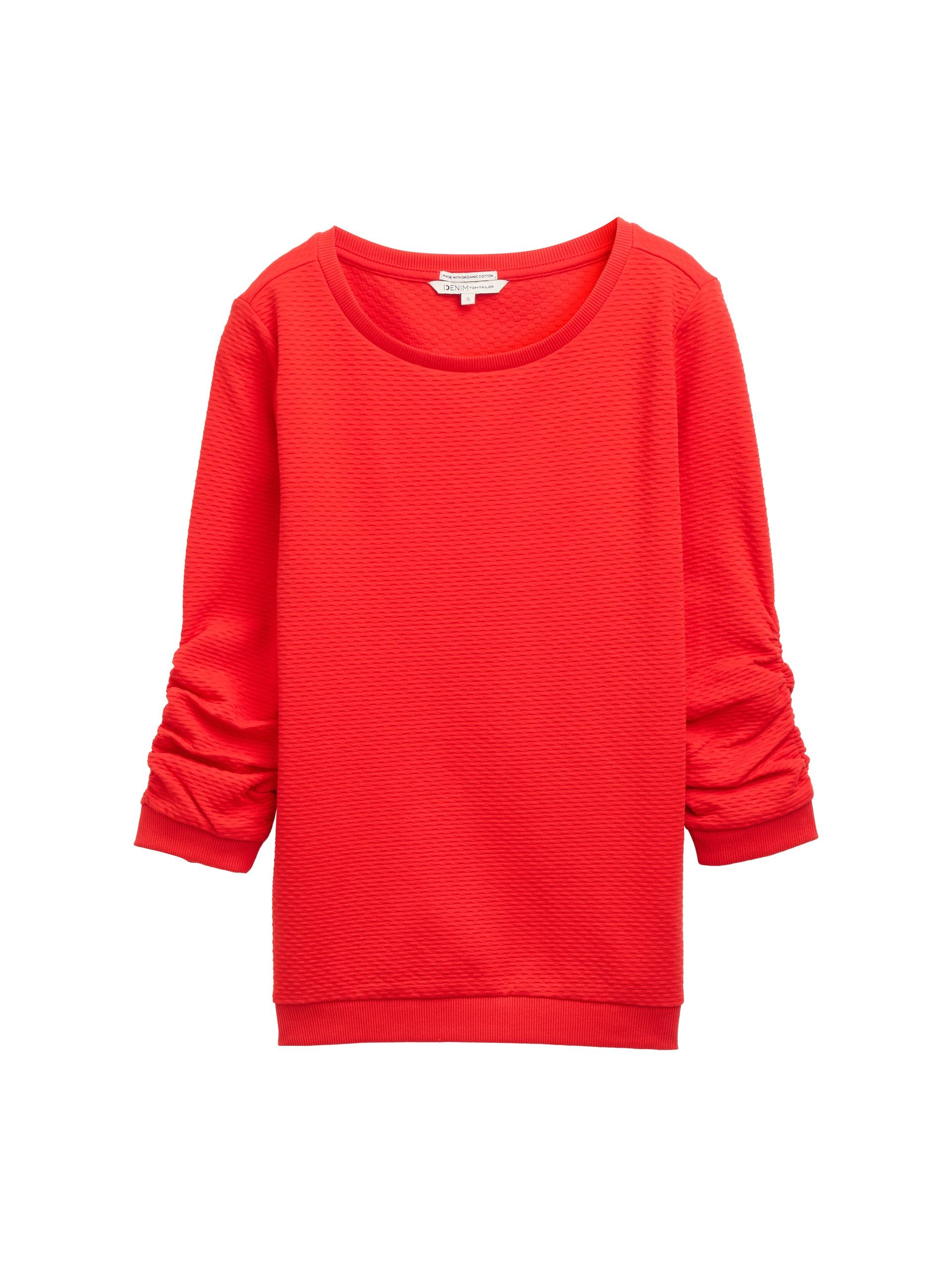 Sweatshirt mit Raffungen XL Slim Fit - Scarlet Red